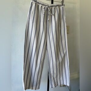 Zara White and Navy Striped Men's Pants